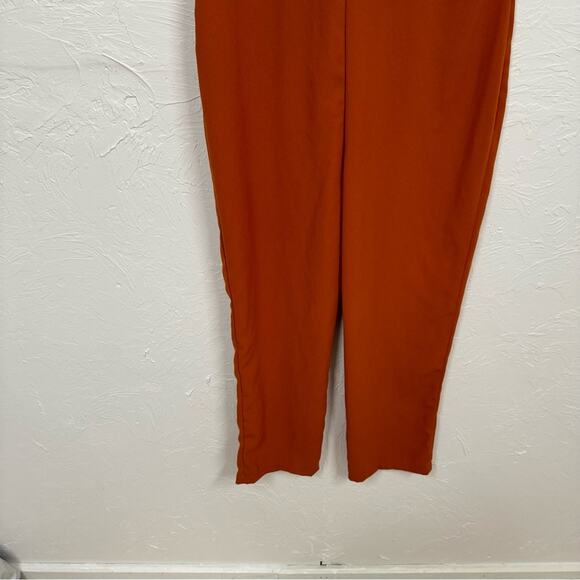 ASOS Orange Wrap Front Wide Leg Jumpsuit Womens 4 No Belt Fall Casual Collar - Picture 12 of 12